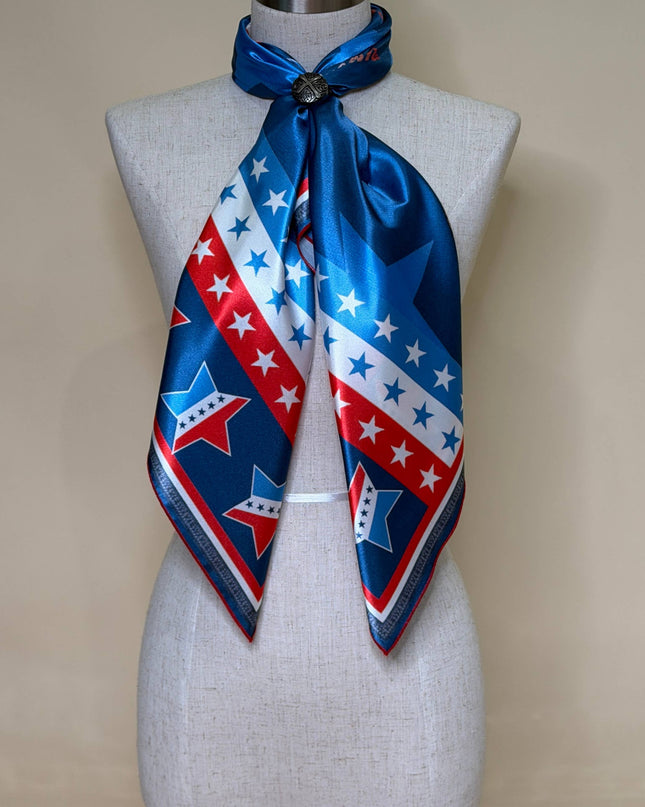 AVS-926 AMERICANA STARS PRINT SILK WILD RAG 36X36