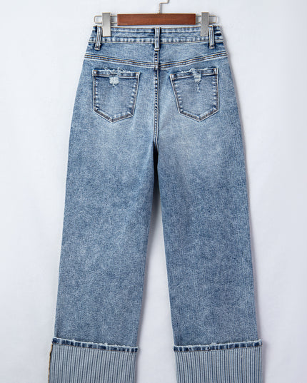 Ashleigh Blue Cuffed Straight Loose Jeans