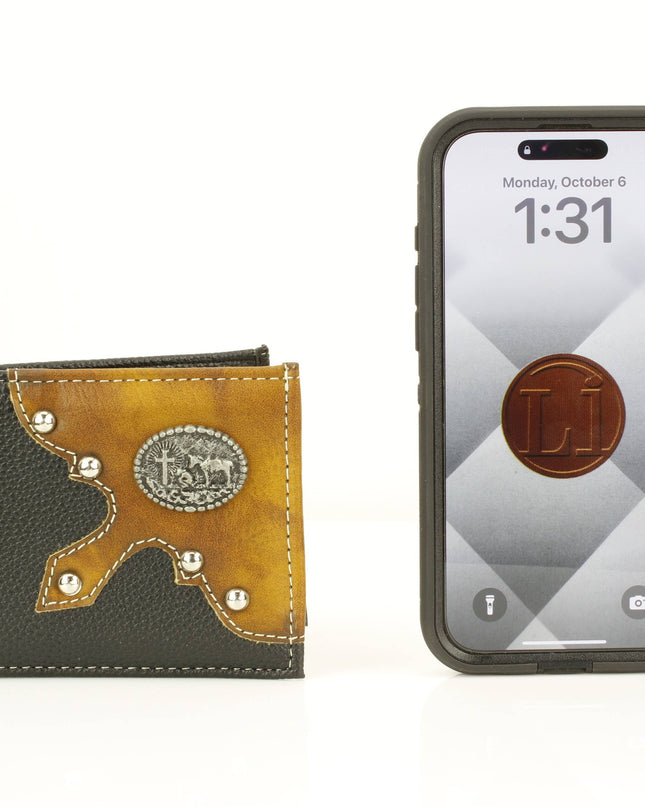 Bifold Wallet with Cowboy Cross and Horse Concho VL 865