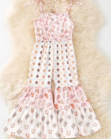 Western multi patch printed romper. PNG60187 JEAN