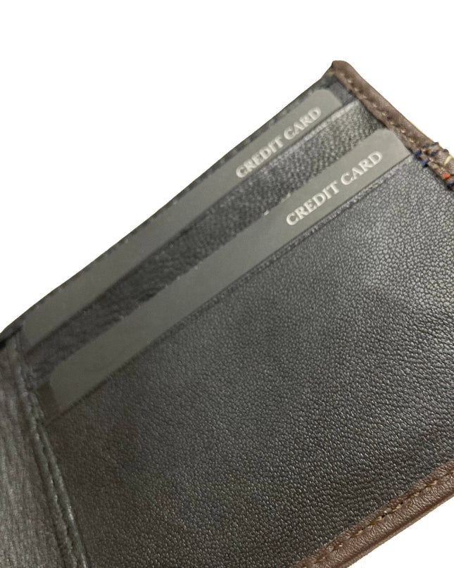 Contrast Stitch Bifold Wallet w/ Vanity Tray & Keychain
