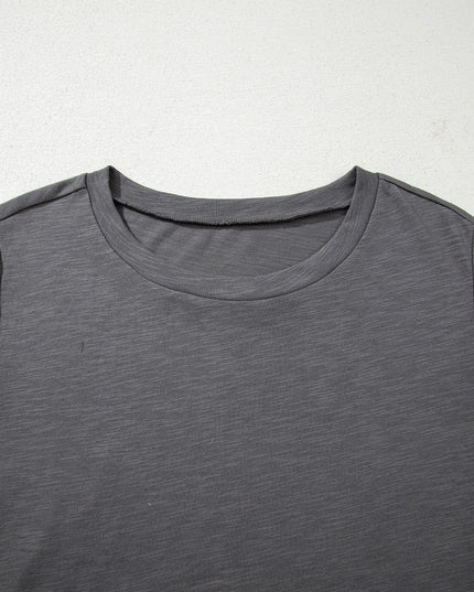 Dark Grey Double Ruffled Short Sleeve Plus Size Top