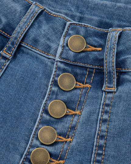 Ashleigh Blue Multi Buttons High Waist Wide Leg Jeans With Pockets
