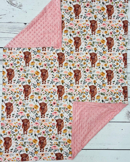 Baby Pink Cows Flower Blankets