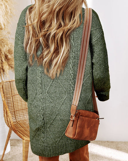 Parchment Cable Knit Drop Shoulder Loose Fit Sweater Dress