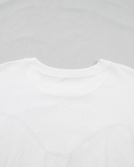 White Plus Size Leopard Bow Embroidered Patch Casual T Shirt