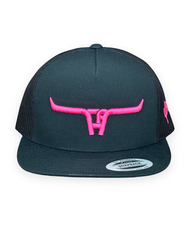 "CA Longhorn" Pink Puff - 6006 Black/ Black Mesh, Snapback Cap (2024)