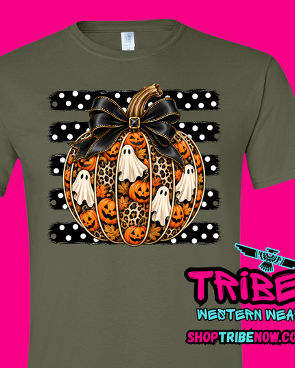 Ghost and Pumpkin Polk a dot